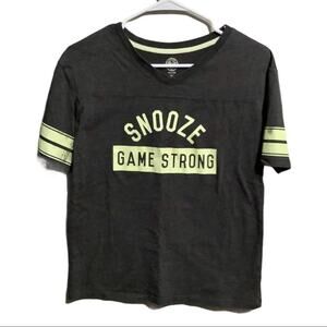 SO Authentic American Snooze Game Strong Shirt Size XS Dark Gray Yellow